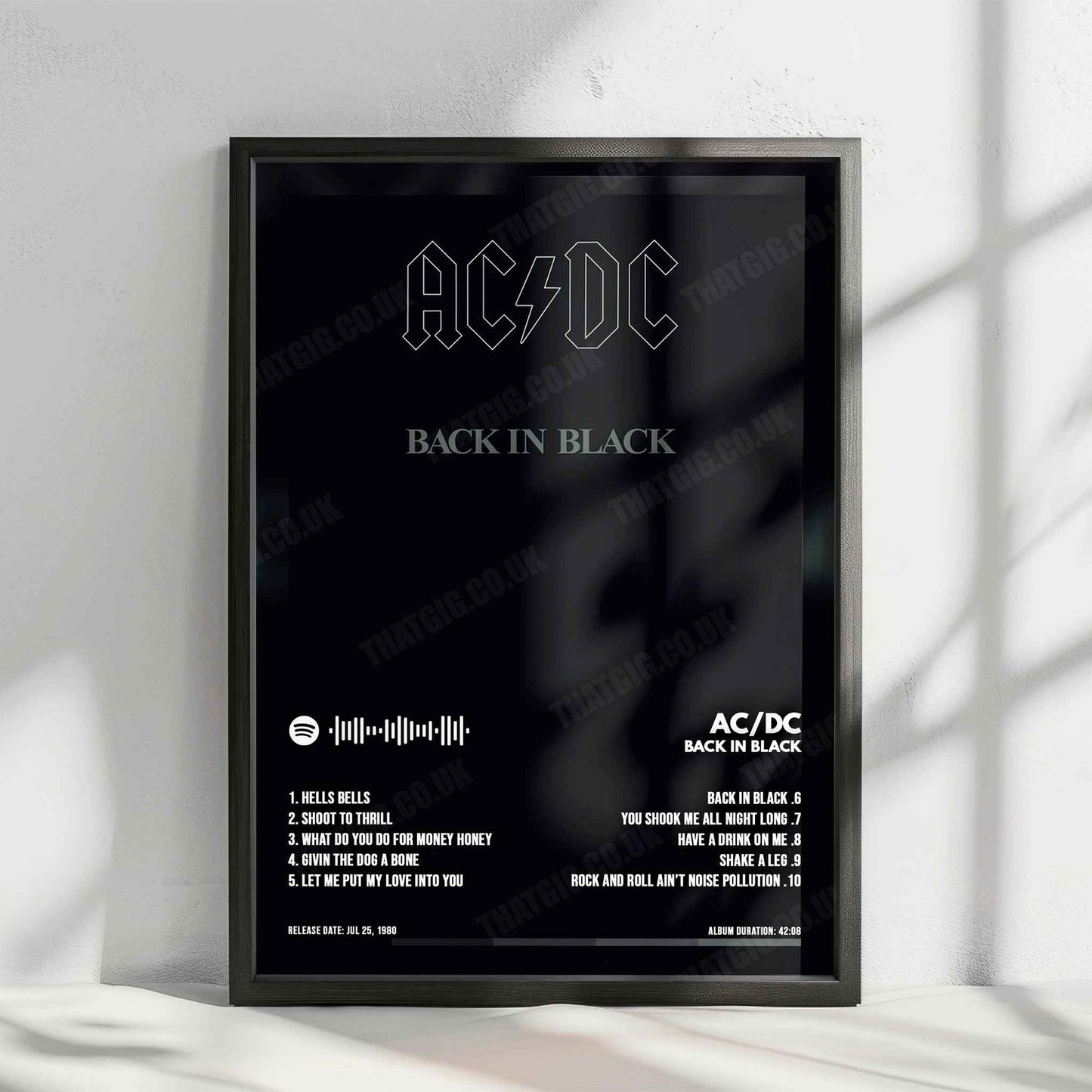 AC/DC "Back in Black" Album Cover Poster - with Complete Tracklist