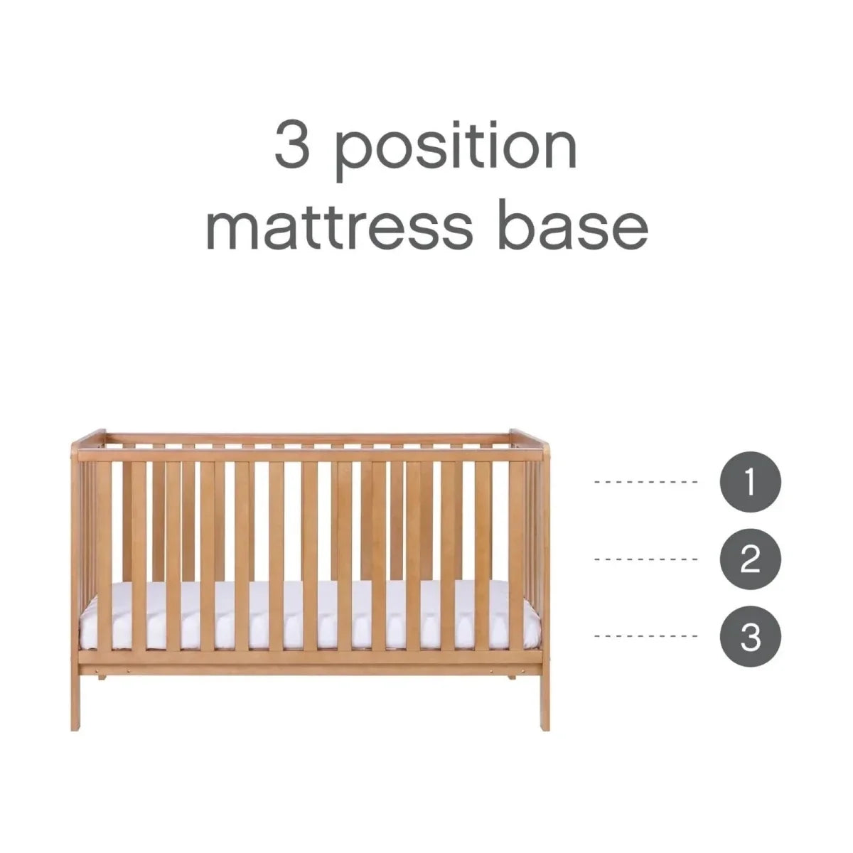 Tutti Bambini Malmo Cot Bed with Rio 3 pcs Furniture Set - Dove Grey/Honey Oak
