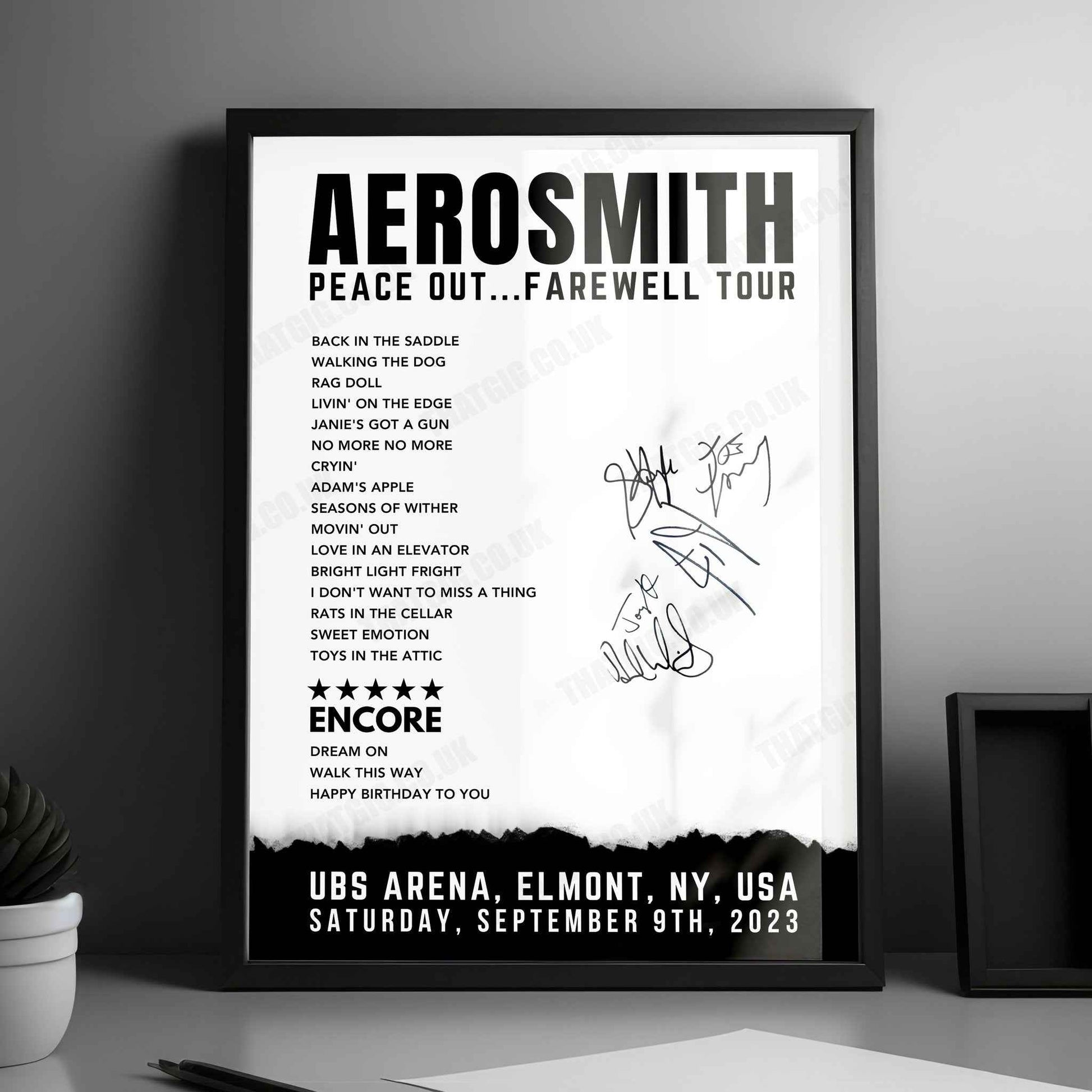 Aerosmith Setlist Poster - at UBS Arena, Elmont - September 9th, 2023