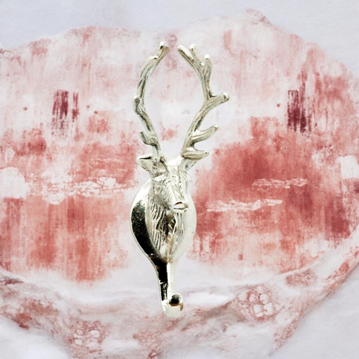 12CM NICKEL STAG HEAD WALL HOOK