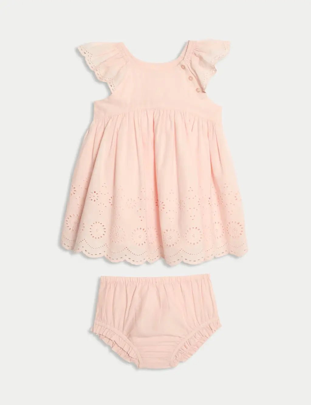2pc Pure Cotton Broderie Outfit (0 Mths-3 Yrs)