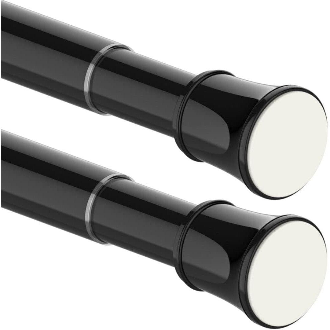 2PCS Extendable Curtain Rods Black Telescopic Spring, 70.5-120CM