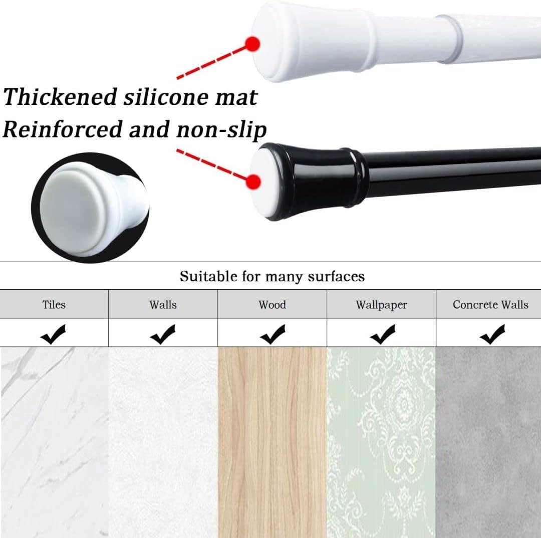 2PCS Extendable Curtain Rods Black Telescopic Spring, 70.5-120CM