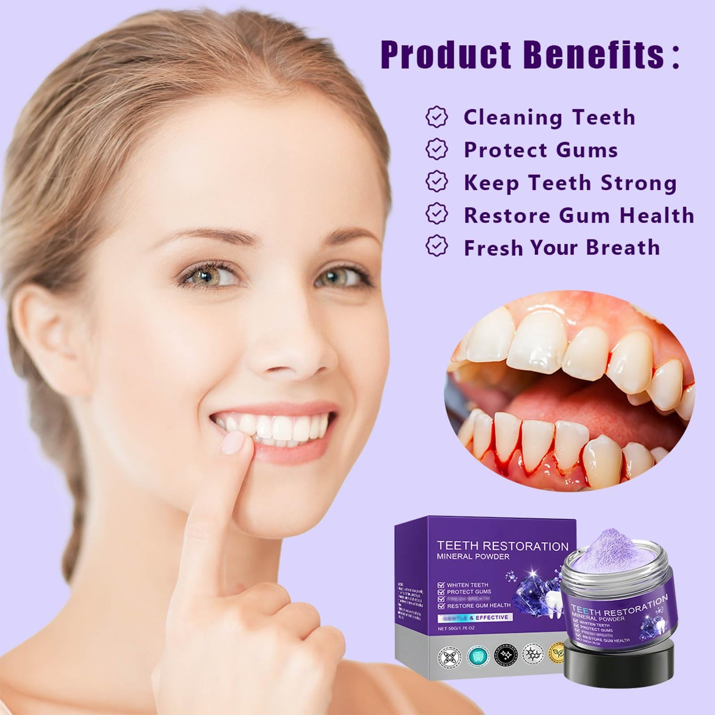 2PCS Teeth Restoration Mineral Powder | Oral & Teeth Care – Strengthen Teeth & Gums