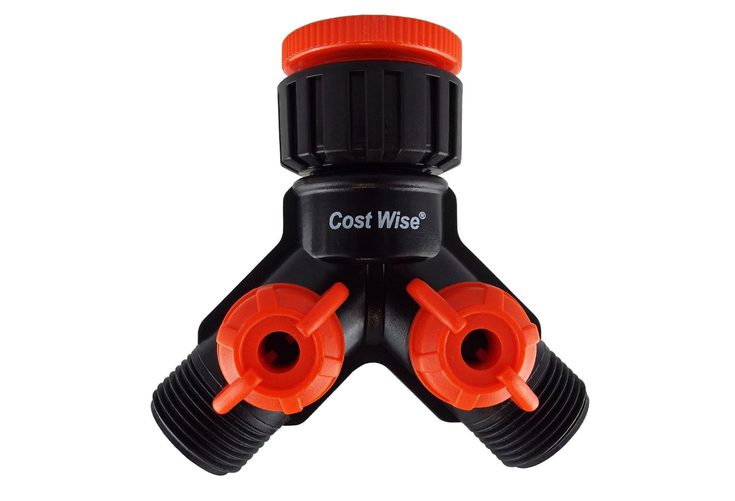 Double Tap Connector with Valves and Threaded Outlets Black Orange Tap Adapter