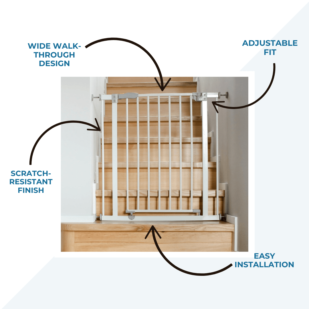 FYLO Baby Safety Stair Gate Pressure Fit Extra Wide - White