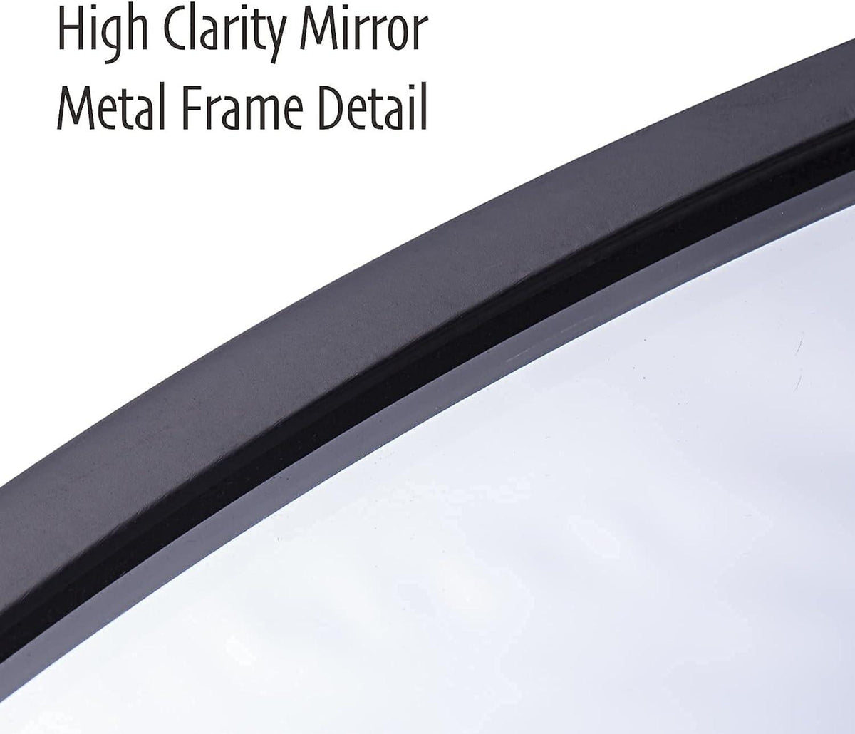Round Wall Mirror 50x50cm Metal Frame Black Bathroom Living Room Decor ZENIDA
