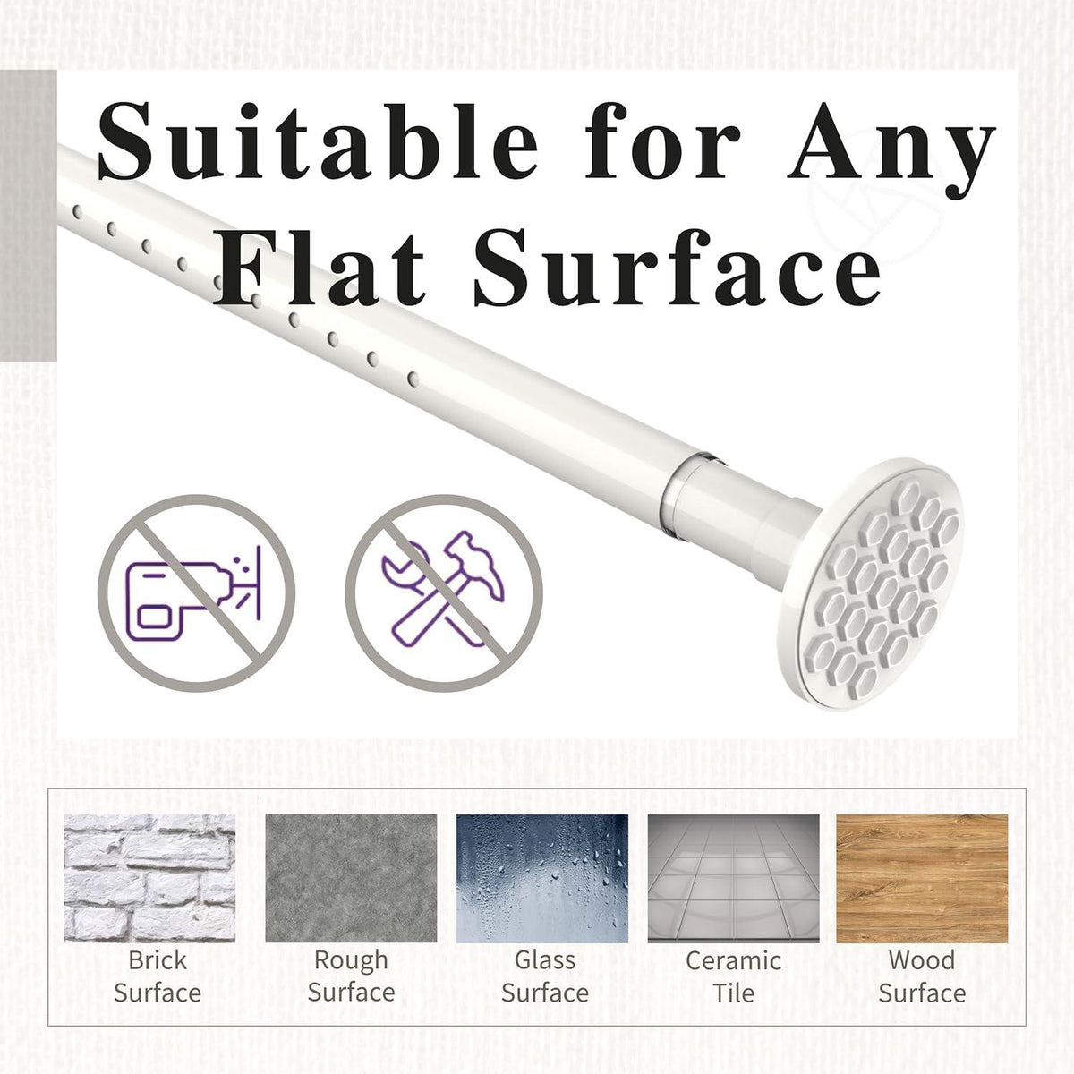 Shower Curtain Rail Extendable 32mm Stainless Steel Rods Black Bathroom