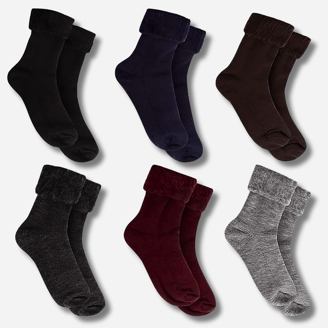 Sock Stack Men's Thermal Fluffy Bed Socks 6 Pairs Ultra Soft Insulated Warm Lounging