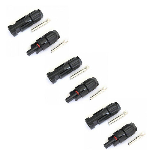 3 Pairs of MC4 compatible connectors for 10mm2 cable, suitable for solar panels, extension leads or photovoltaic systems