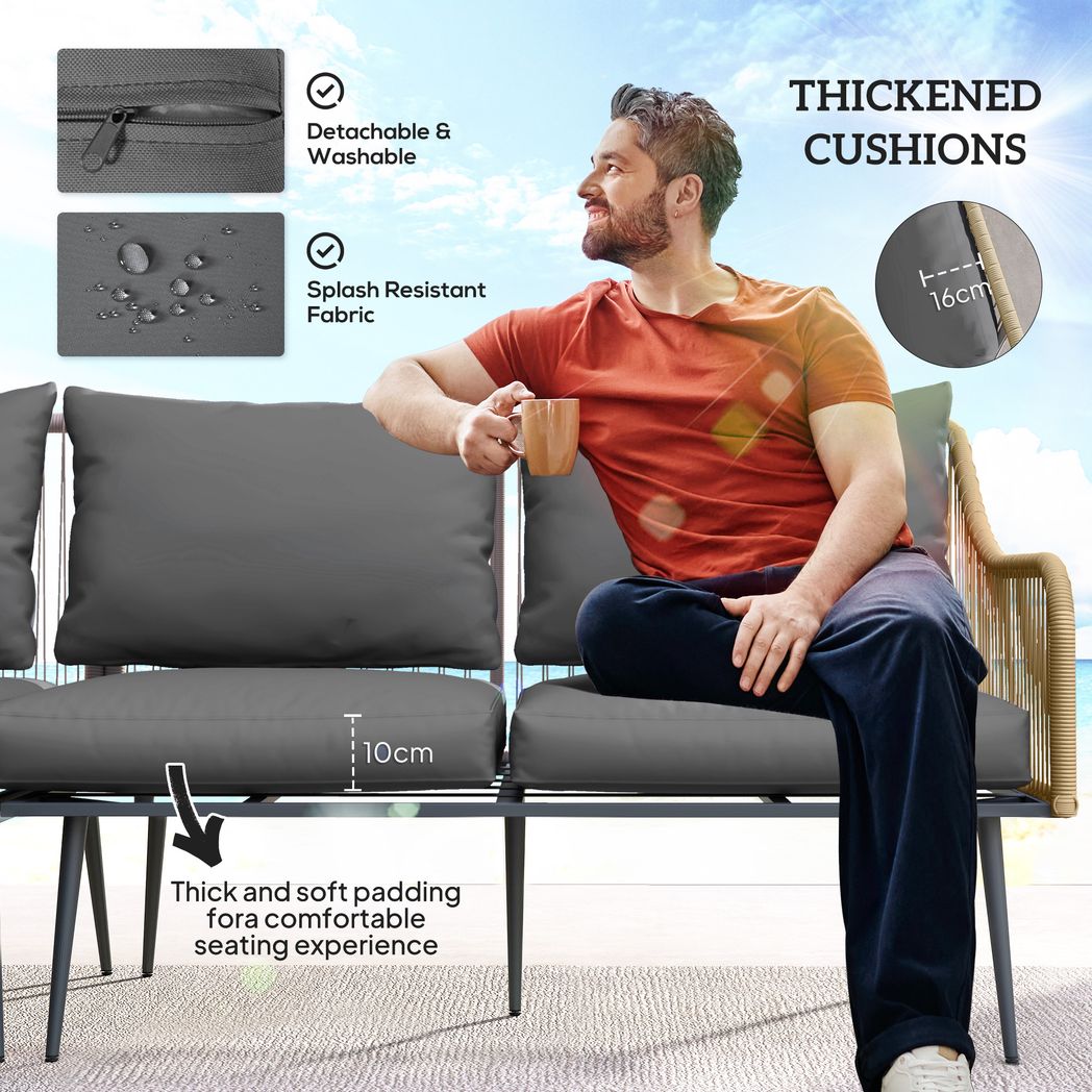 Outsunny 6 Piece Garden Furniture Set Garden Sofa with Cushions