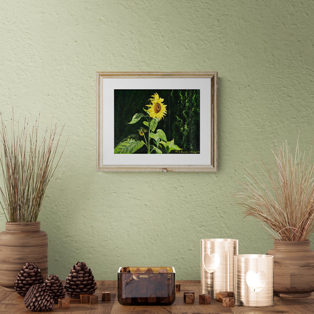 Sunflowers in Wind, original small painting