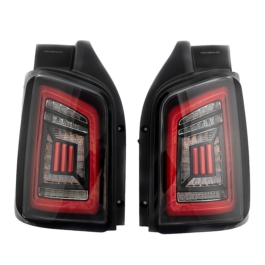 For VW T6 Transporter MK3.1 Van Barndoor LED Rear Lights – Full Frame Clear LED Light Bar | Van-X
