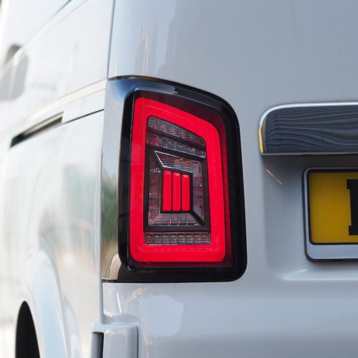 For VW T6 Transporter MK3.1 Van Barndoor LED Rear Lights – Full Frame Clear LED Light Bar | Van-X