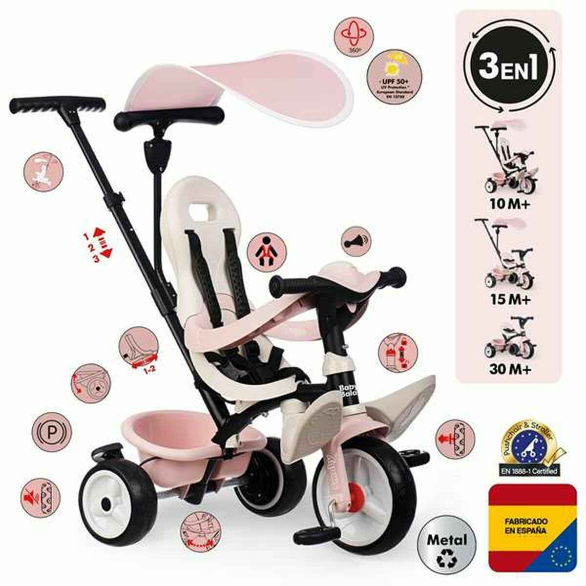 Tricycle Smoby Paseo para bebés Pink