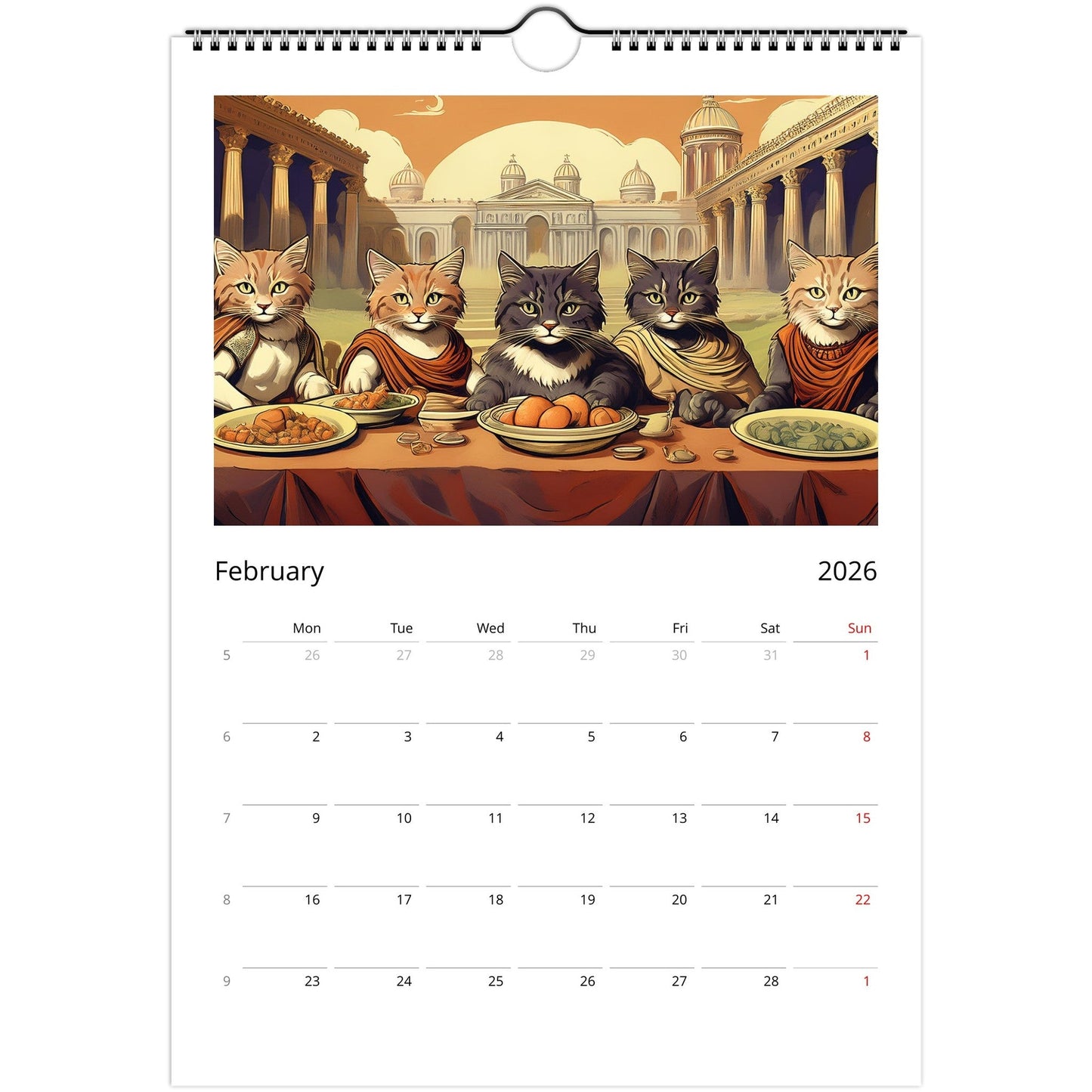Ancient Roman Cats Wall Calendar – Vintage Feline Art, Eco-Friendly Gift for Cat Lovers 🐾🕌