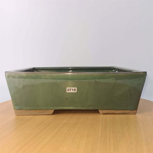 30cm Glazed Bonsai Pot | Rectangle | 30cm x 23cm x 9cm | Green