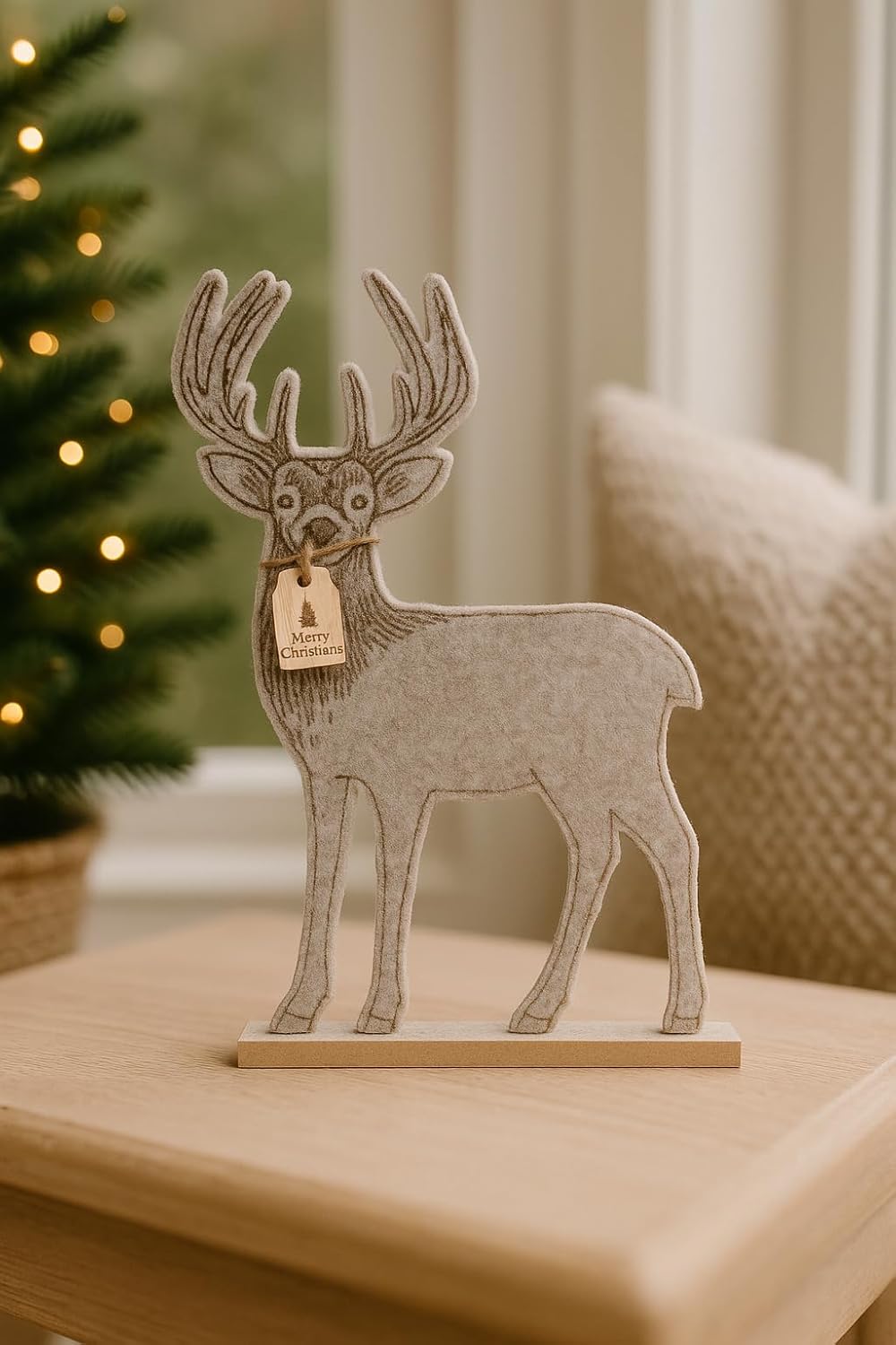 30cm Wooden Reindeer Christmas Decoration Rustic Ornament