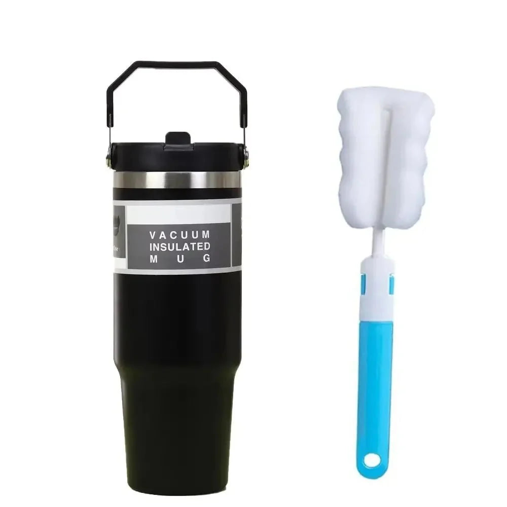 30oz Stainless Steel Thermos Mug with Tritan Lid & Handle – Double-Layer Vacuum Insulated for Hot & Cold Drinks