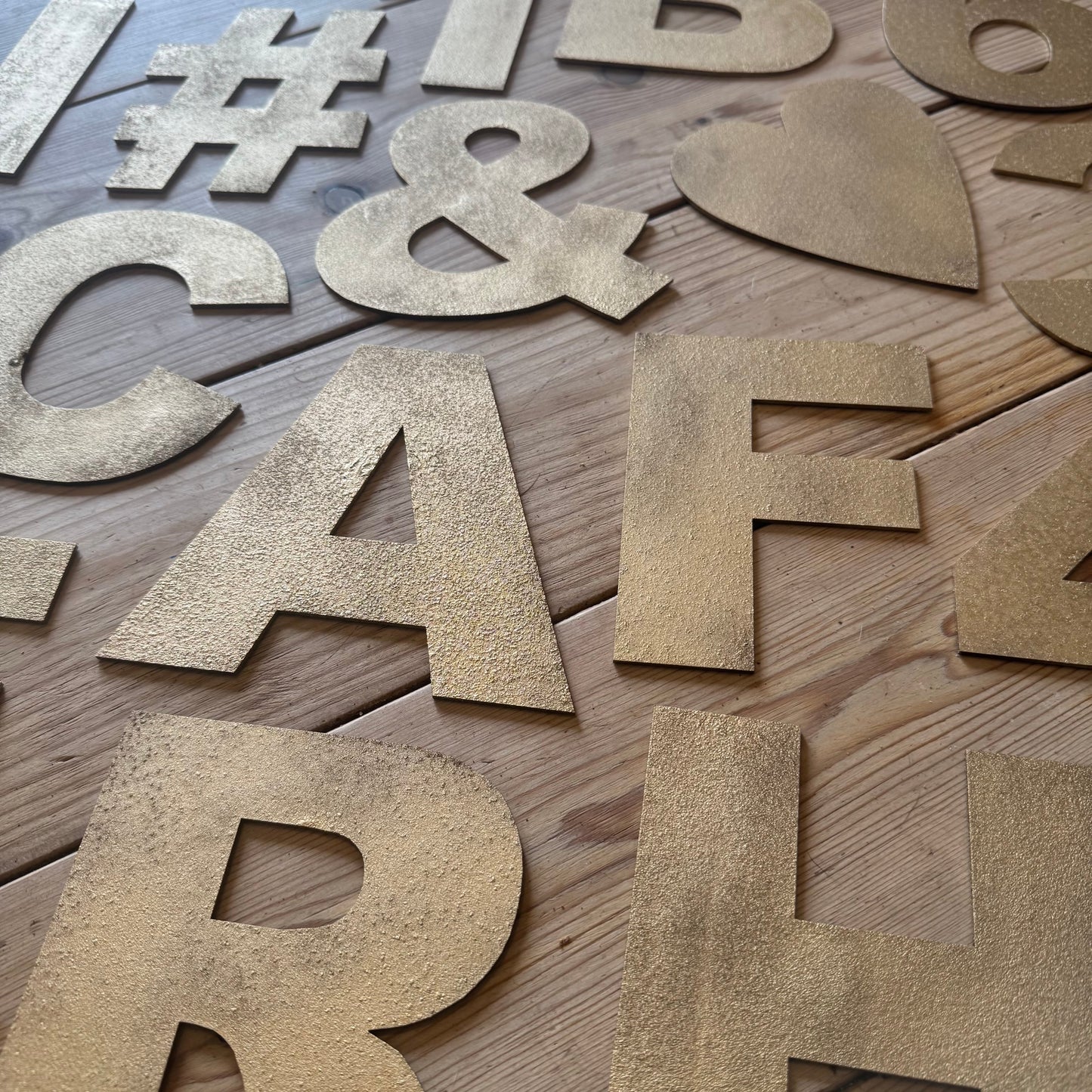 12" and 5" Gold Fat Font Metal Letters.