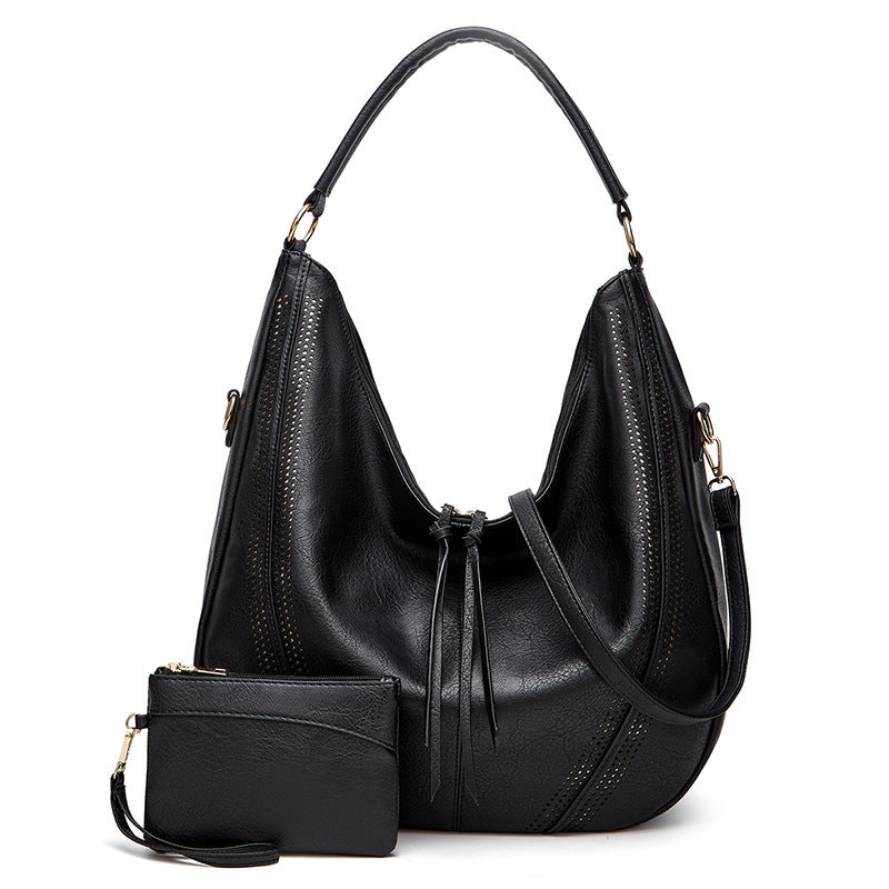 New Trend Retro Large Capacity Tote Shoulder Bag Tassel Hollow One-shoulder Casual Bag Women's Big Bag Casual Bag
