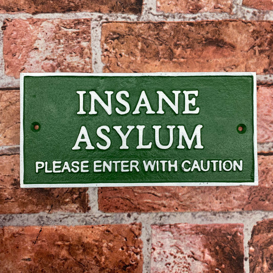 27CM CAST IRON INSANE ASYLUM WALL PLAQUE
