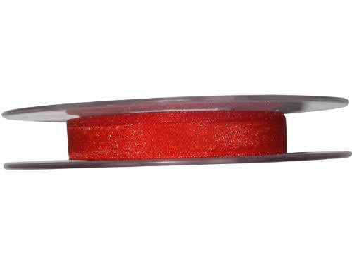 10mm x 25m Red Berisford Sheer Organza Ribbon