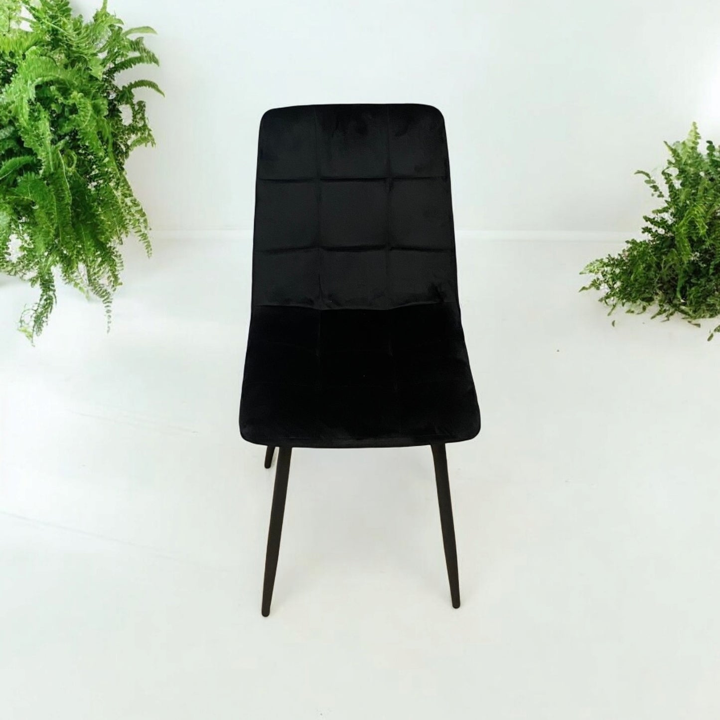 BLACK FABRIC CHAIR BLACK METAL LEGS