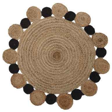 Bosie Demir Small Round Natural and Black Jute Rug