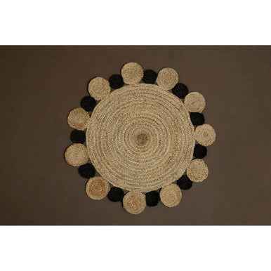 Bosie Demir Small Round Natural and Black Jute Rug
