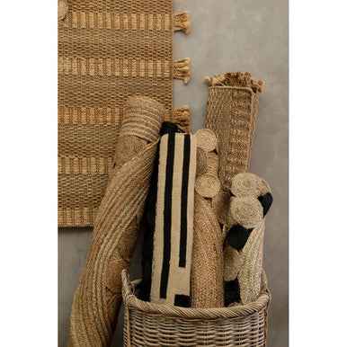 Bosie Demir Small Round Natural and Black Jute Rug