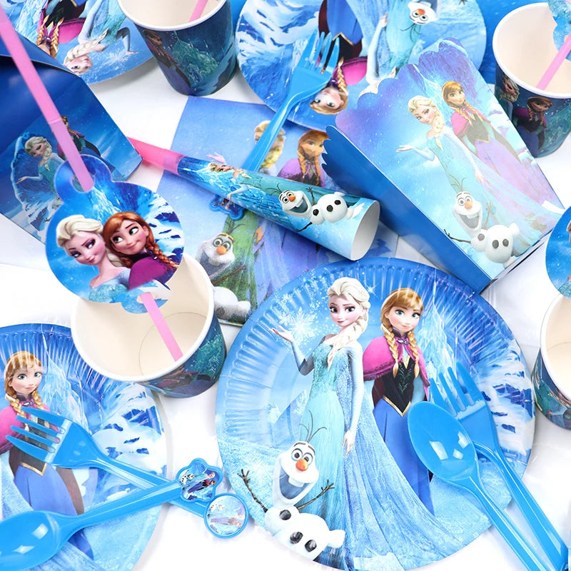 Frozen Anna Elsa Party Supplies – Disposable Plates Cups Napkins Balloons