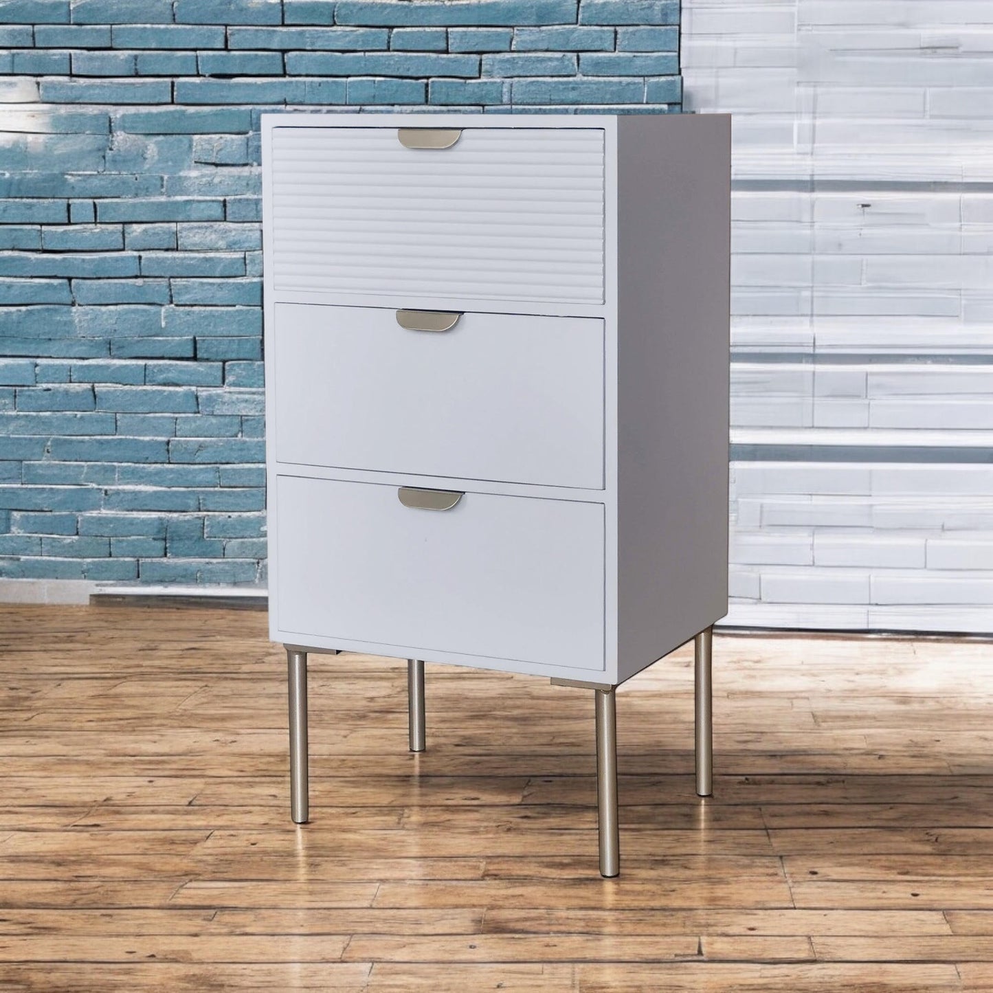 75CM WHITE WOODEN 3 DRAWER CHEST OF DRAWER