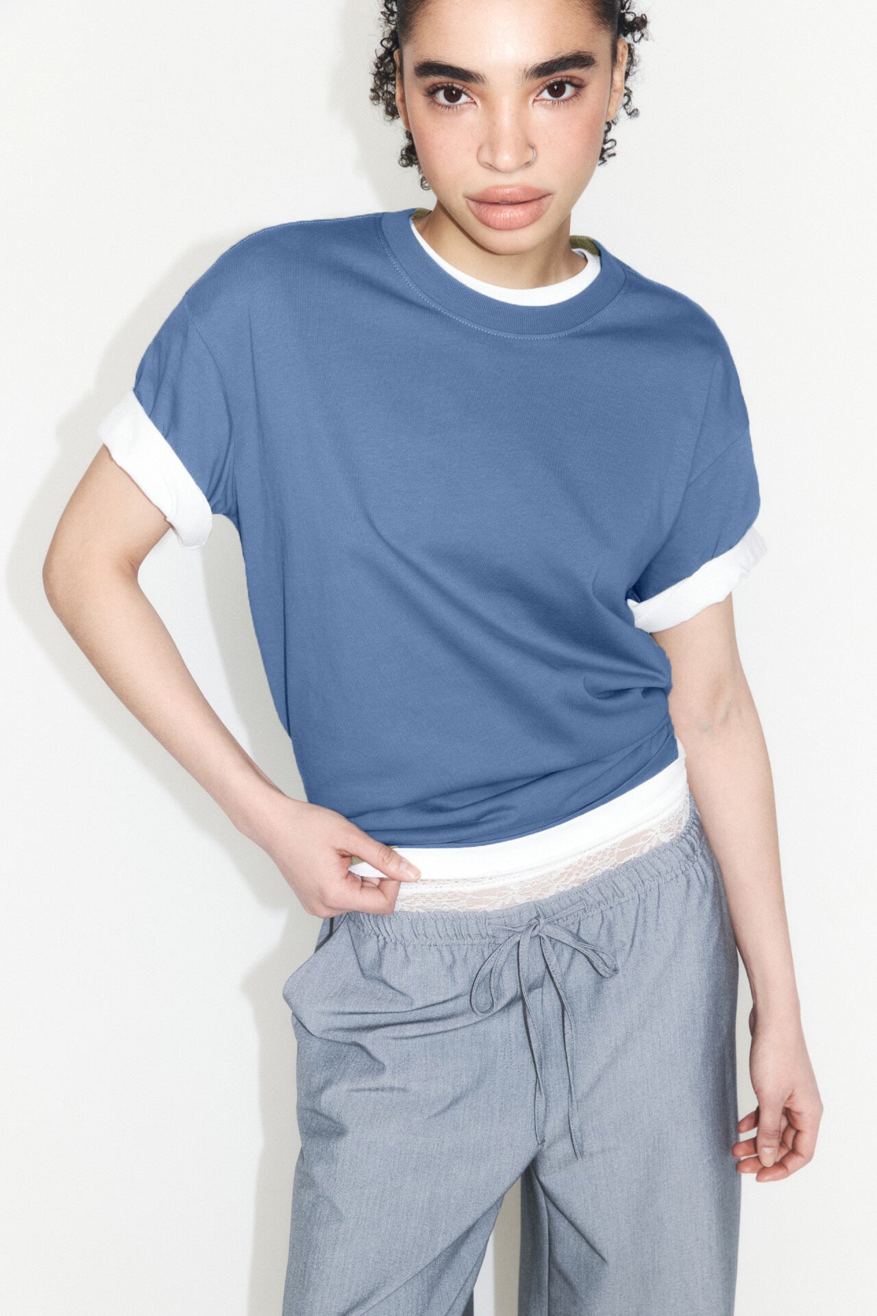 Arrival Cotton Crew-Neck Solid-Color Versatile T-Shirt