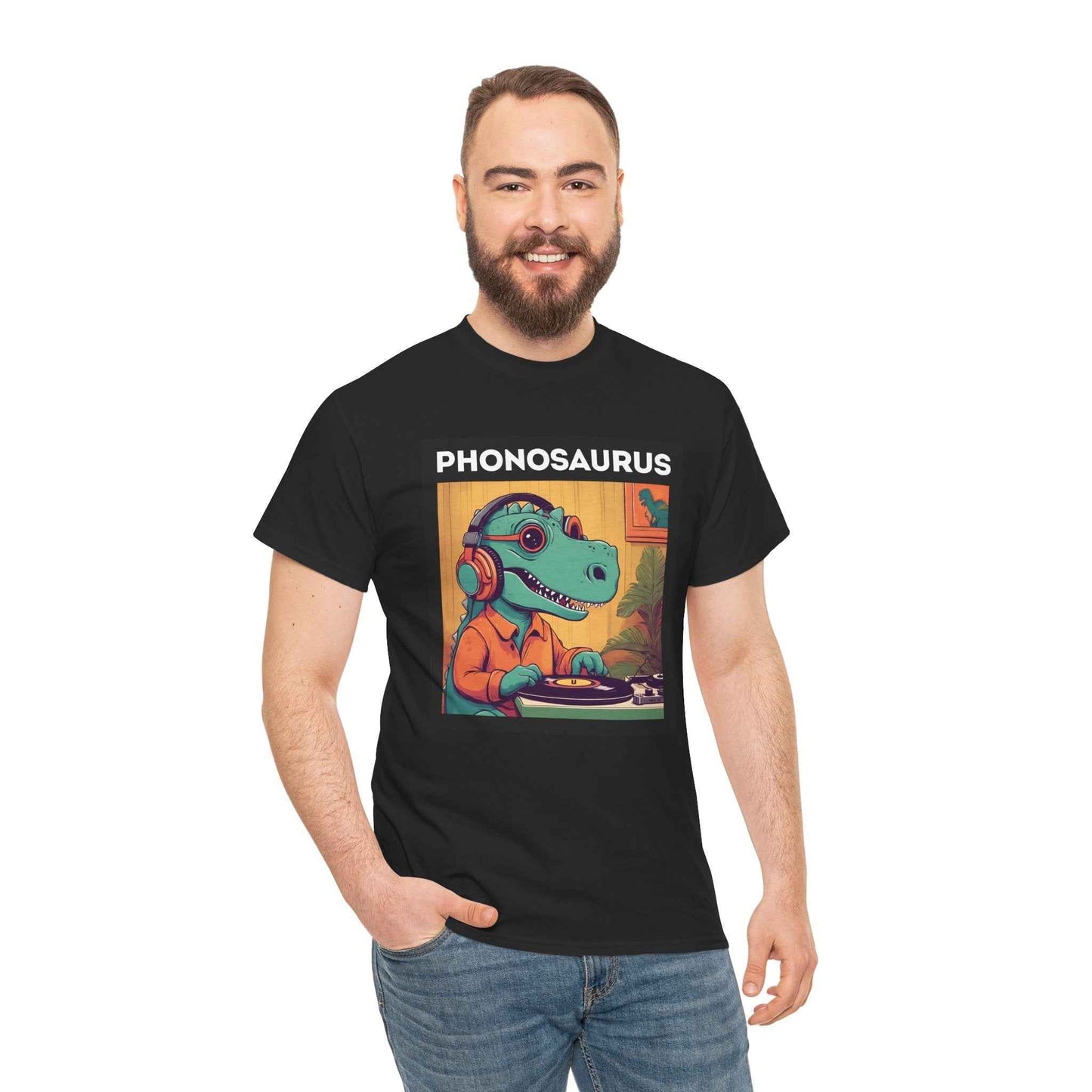 'Phonosaurus' Men's Vinyl T-Shirt