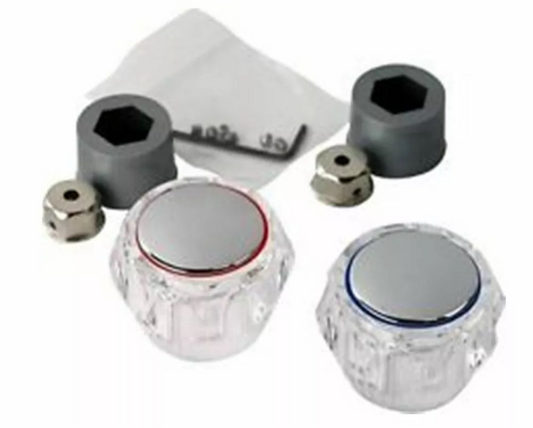 Acrylic Plastic Tap Head Replacement Kit Bathroom Kitchen Hot Cold Pair