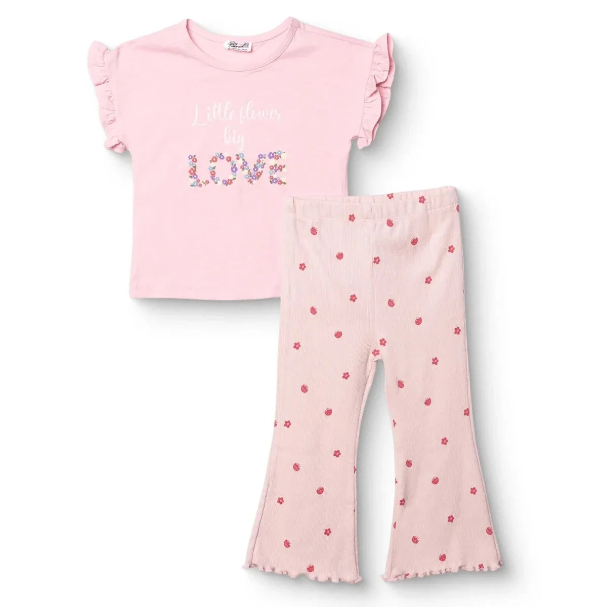 HelloBaby Short Sleeve Ribbed Baby Top & Leggings Set (6-9 Months to 4-5 Years)