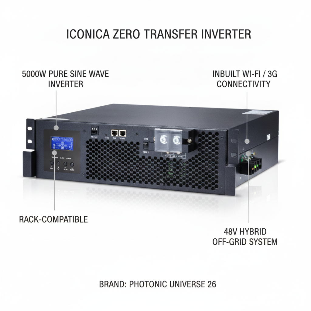 Iconica 5000W 48V Rack-Compatible Pure Sine Wave Inverter, Zero Transfer, Inbuilt Wi-Fi Mobile Monitoring