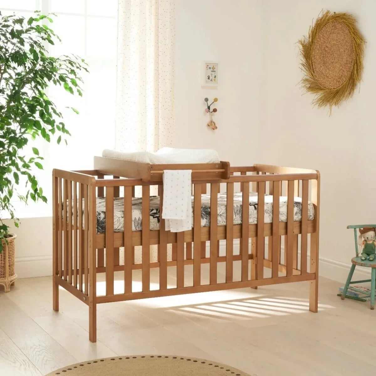 Tutti Bambini Malmo Cot Bed with Rio 2 pcs Furniture Set - Dove Grey/Honey Oak
