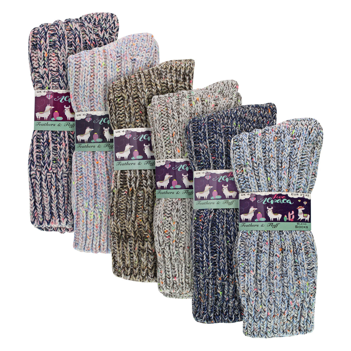 Ladies 6 Pack Alpaca Boot Socks