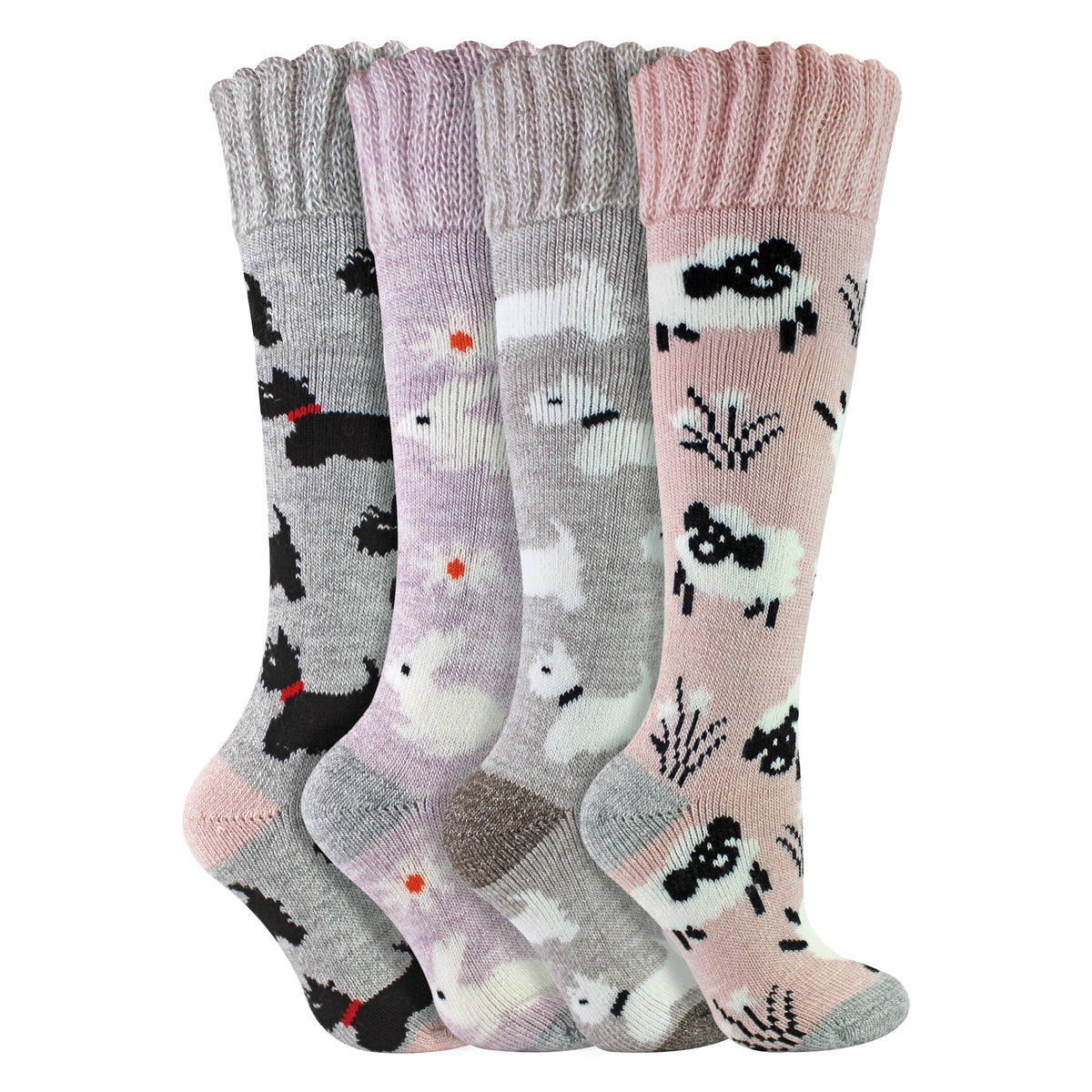 4 Pairs Long Soft Lounge Bed Socks for Ladies