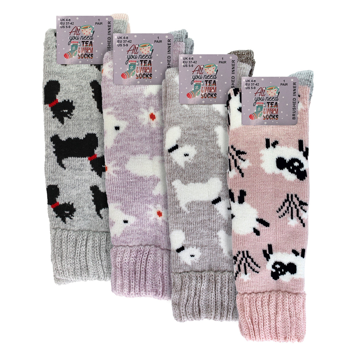 4 Pairs Long Soft Lounge Bed Socks for Ladies