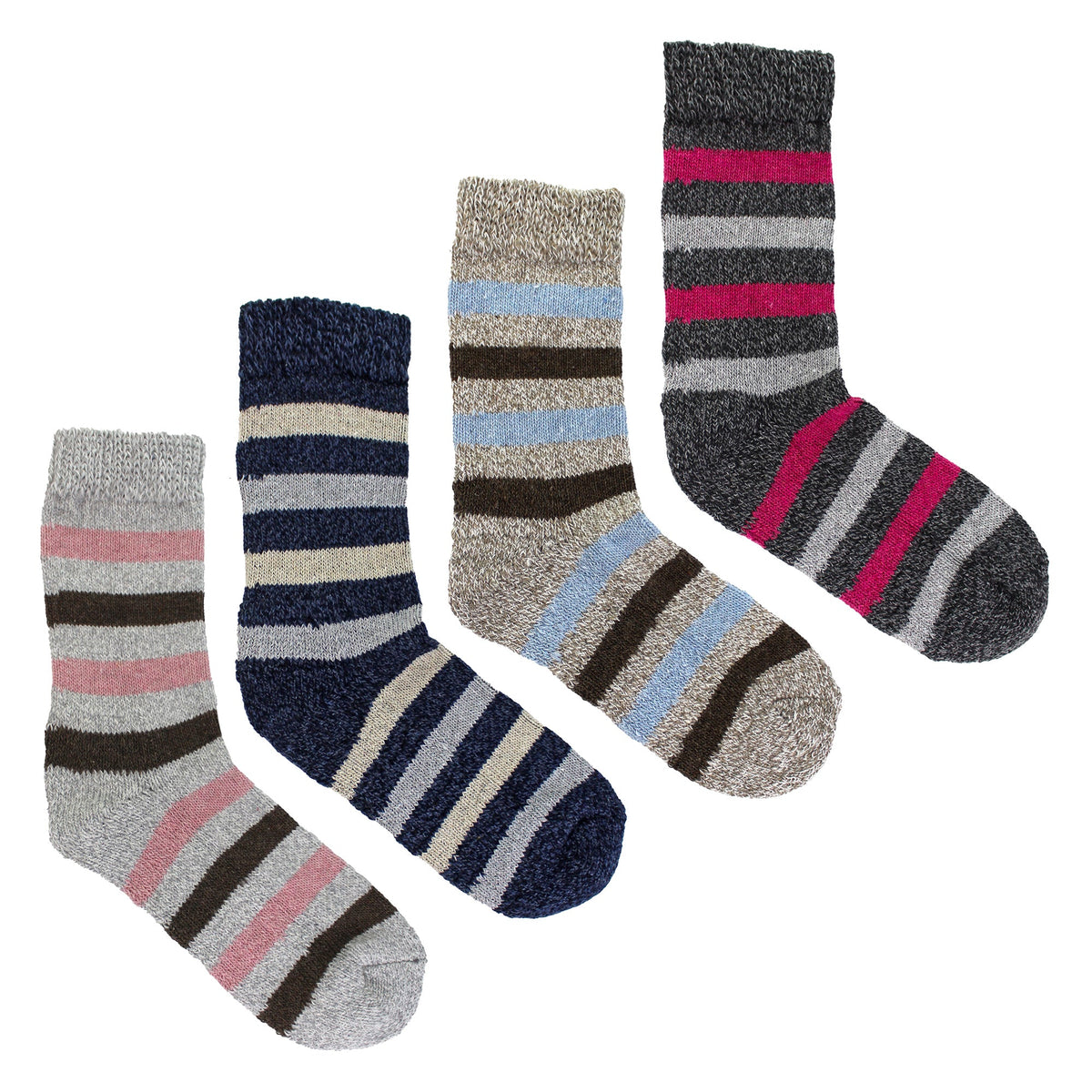 12 Pairs Ladies Non Elastic Boot Socks with Stripes