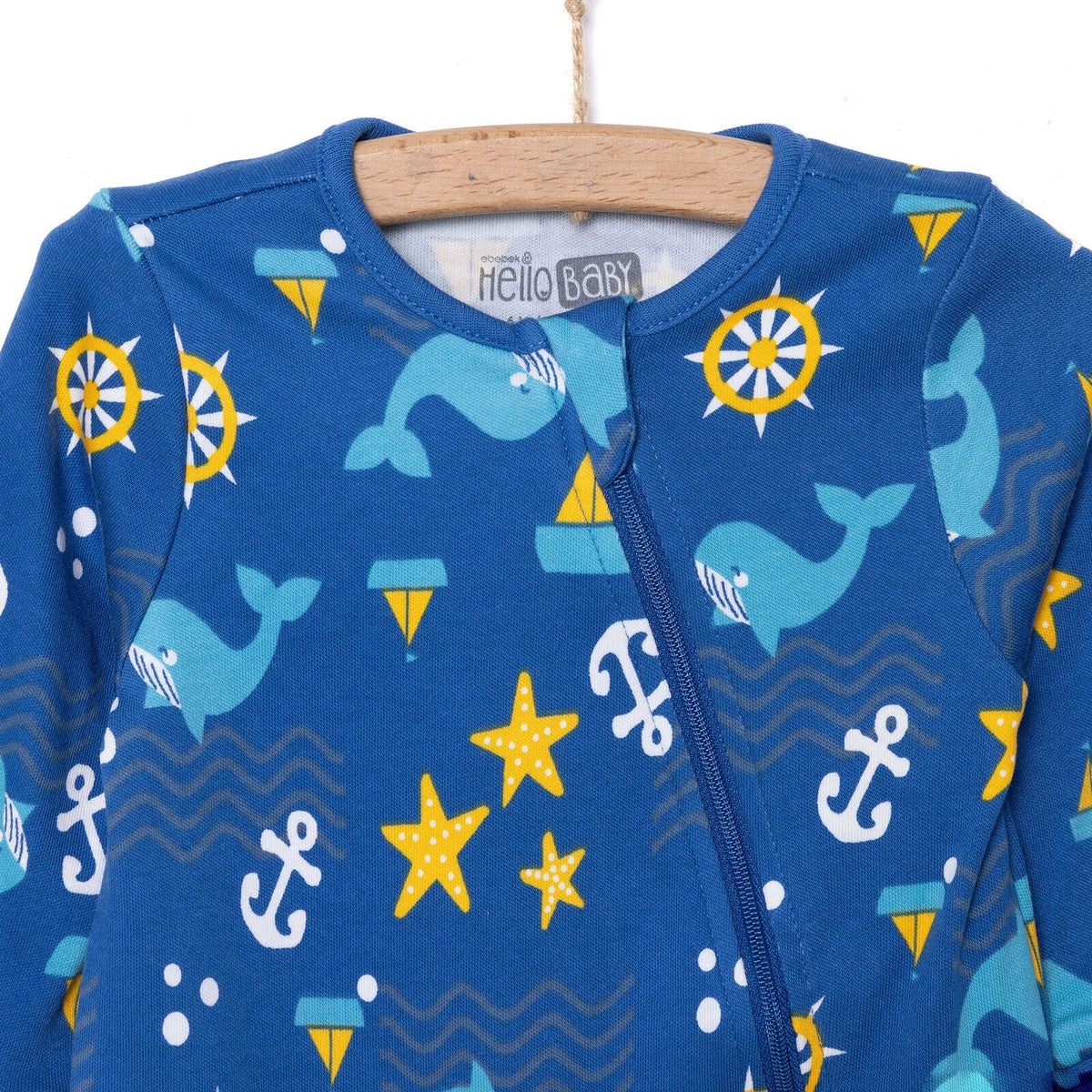 HelloBaby Sea Motif Zip-Up Footless Baby Sleepsuit (6 Months to 3 Years)