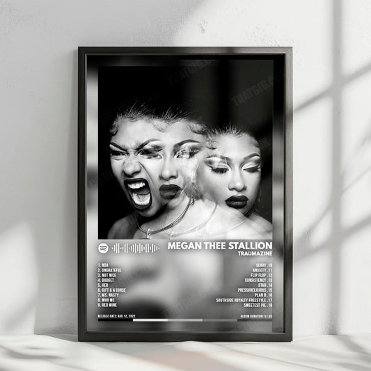 Megan Thee Stallion "Traumazine" Album Cover Poster - with Complete Tracklist