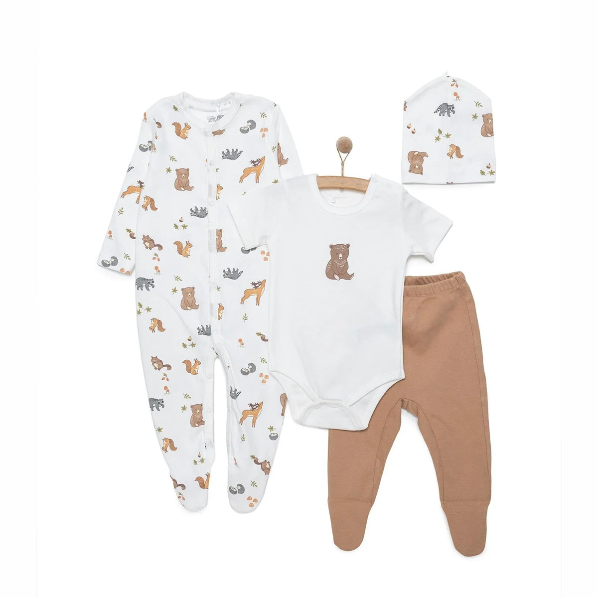 HelloBaby Bear Print 4 Piece Baby Hospital Bag Set (Newborn to 6 Months)