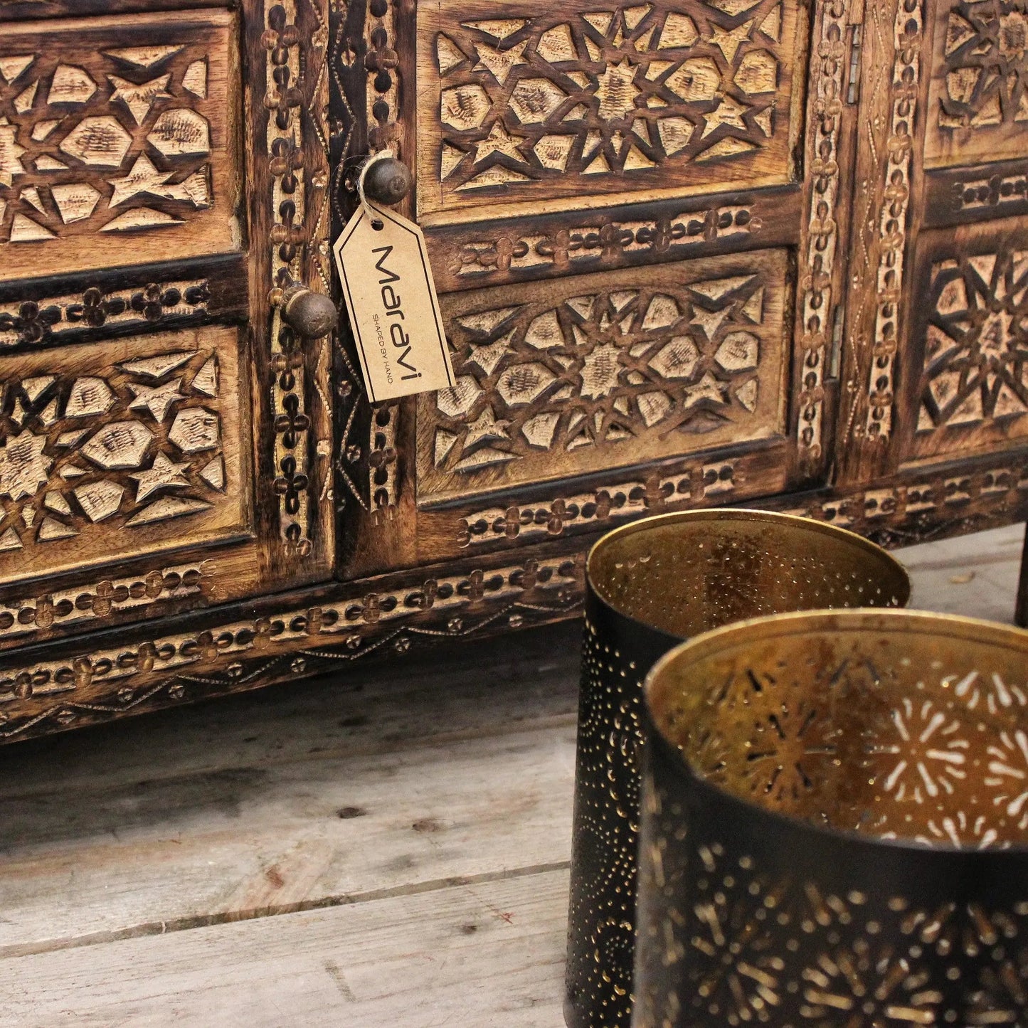 Mehanadi Rectangle Moroccan Coffee Table Hand Carved with Storage Compartment