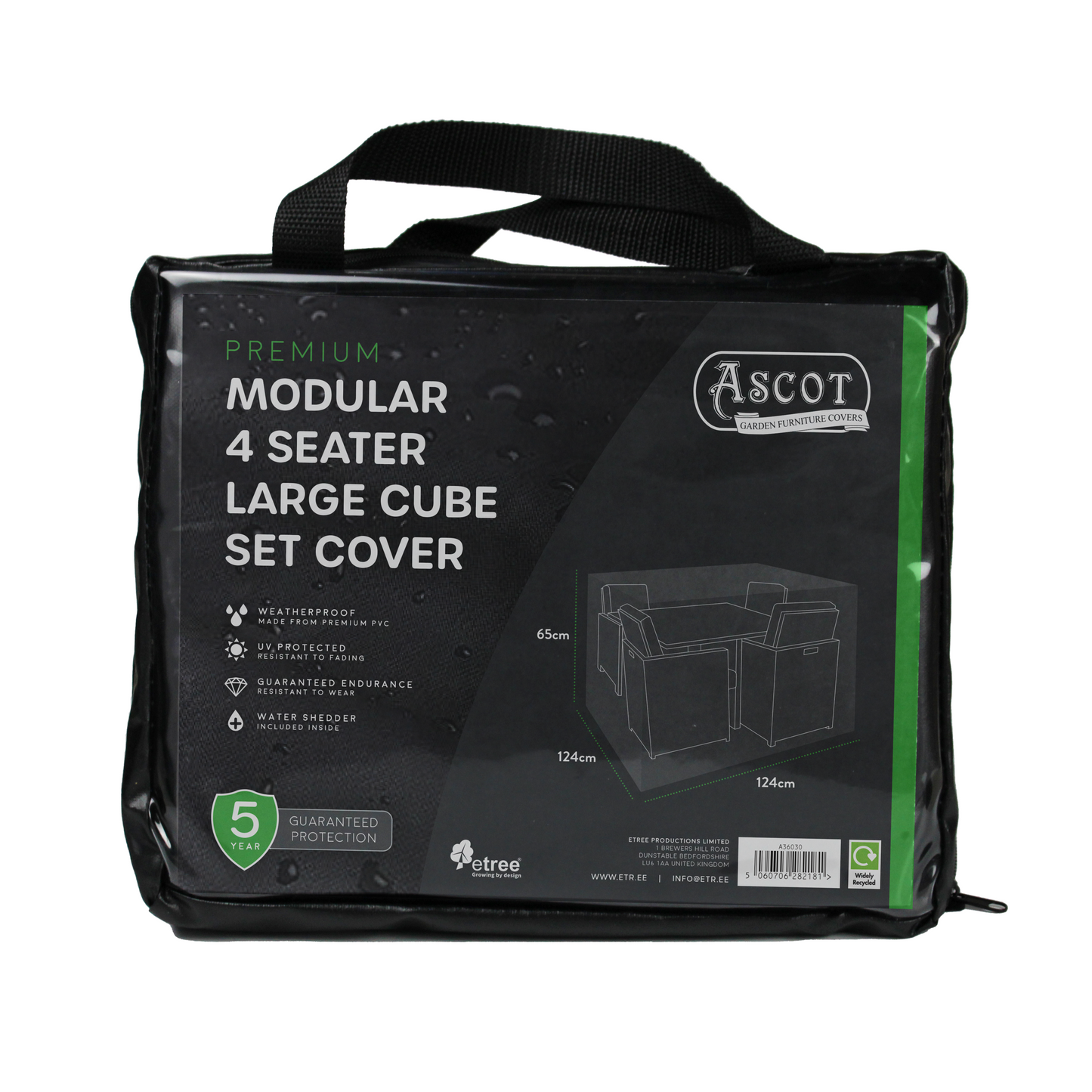 Premium Modular 4 Seater Cube Set Cover Large - 124 X 124 X 65 H