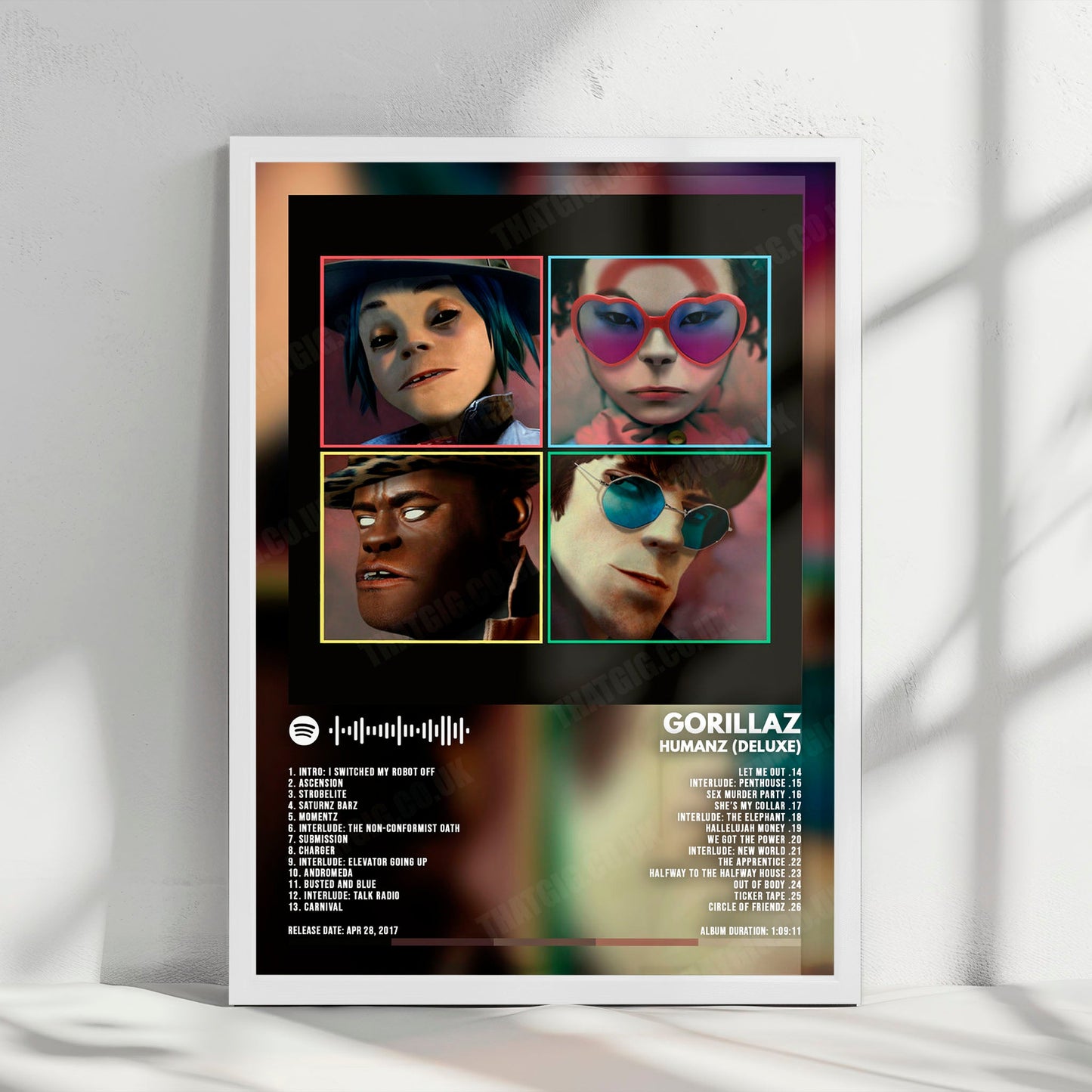 Gorillaz "Humanz" Album Cover Poster - with Complete Tracklist