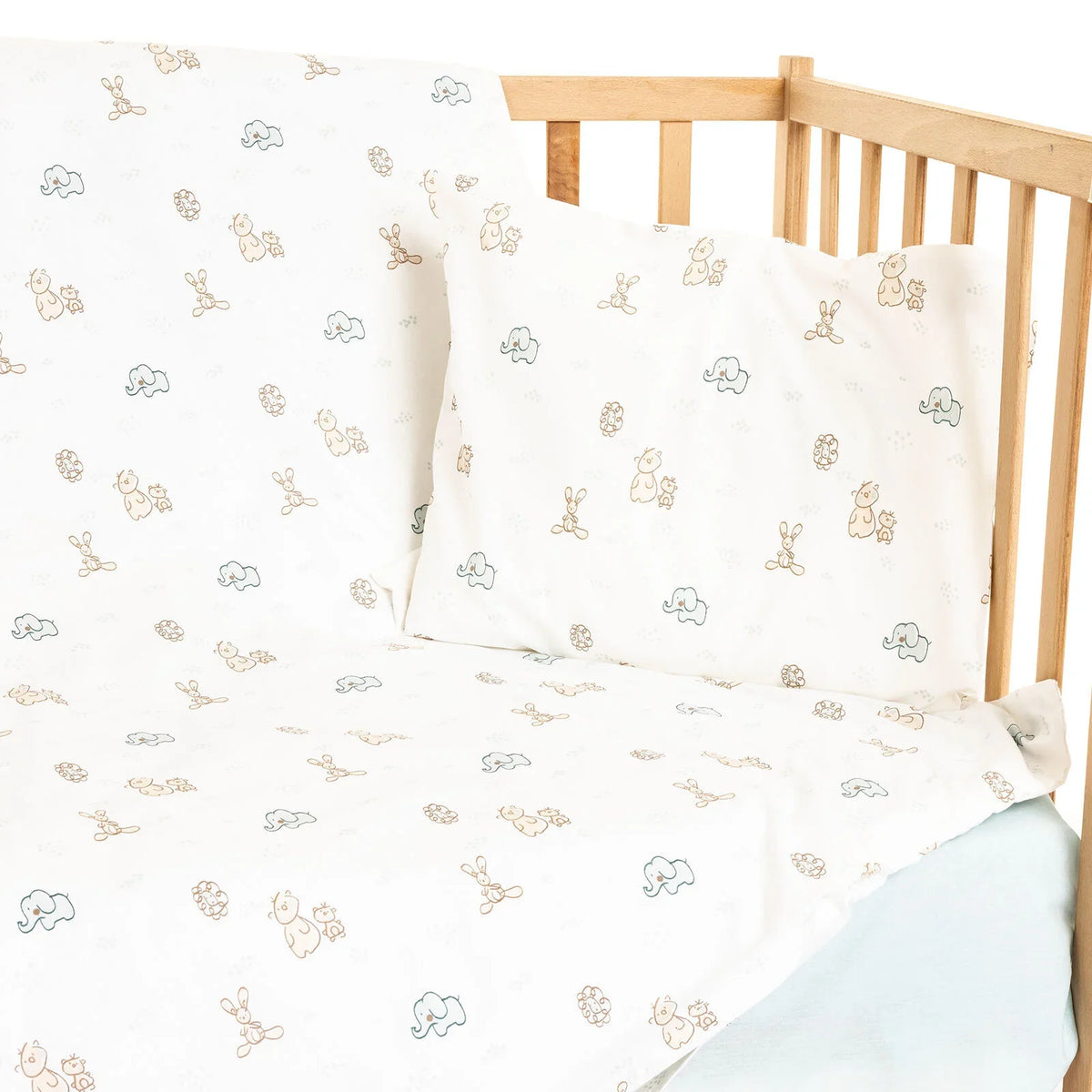 Little Dreams Cute Animals Print Baby Duvet Cover Set (100 x 150 cm)